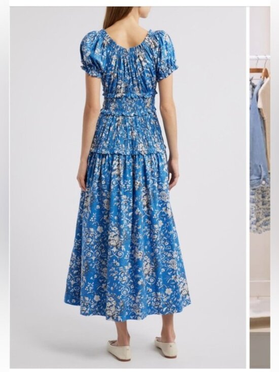 Doen Women's Leanne Jardins de La Fontaine Dress Floral Blue Maxi Dress xs - Picture 6 of 11